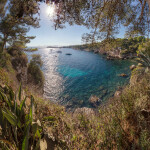The rocky coast of Villa Eilenroc at the Cap d’Antibes, Juan les Pins,  France